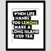 Humorous Funny Poster Print with Yellow When Life Hands You Lemons Quote Phrase for Man Cave Decor, Bar Accessories, Adult Party Decorations