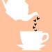 birthday anniversary tea kettle and mug illustration paper print in country pink and black