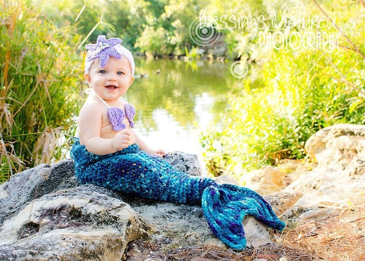 Set of 3 Crochet Patterns for Mermaid Tail, Headband, and Shell Bikini Top Photography Props - Welcome to sell finished items