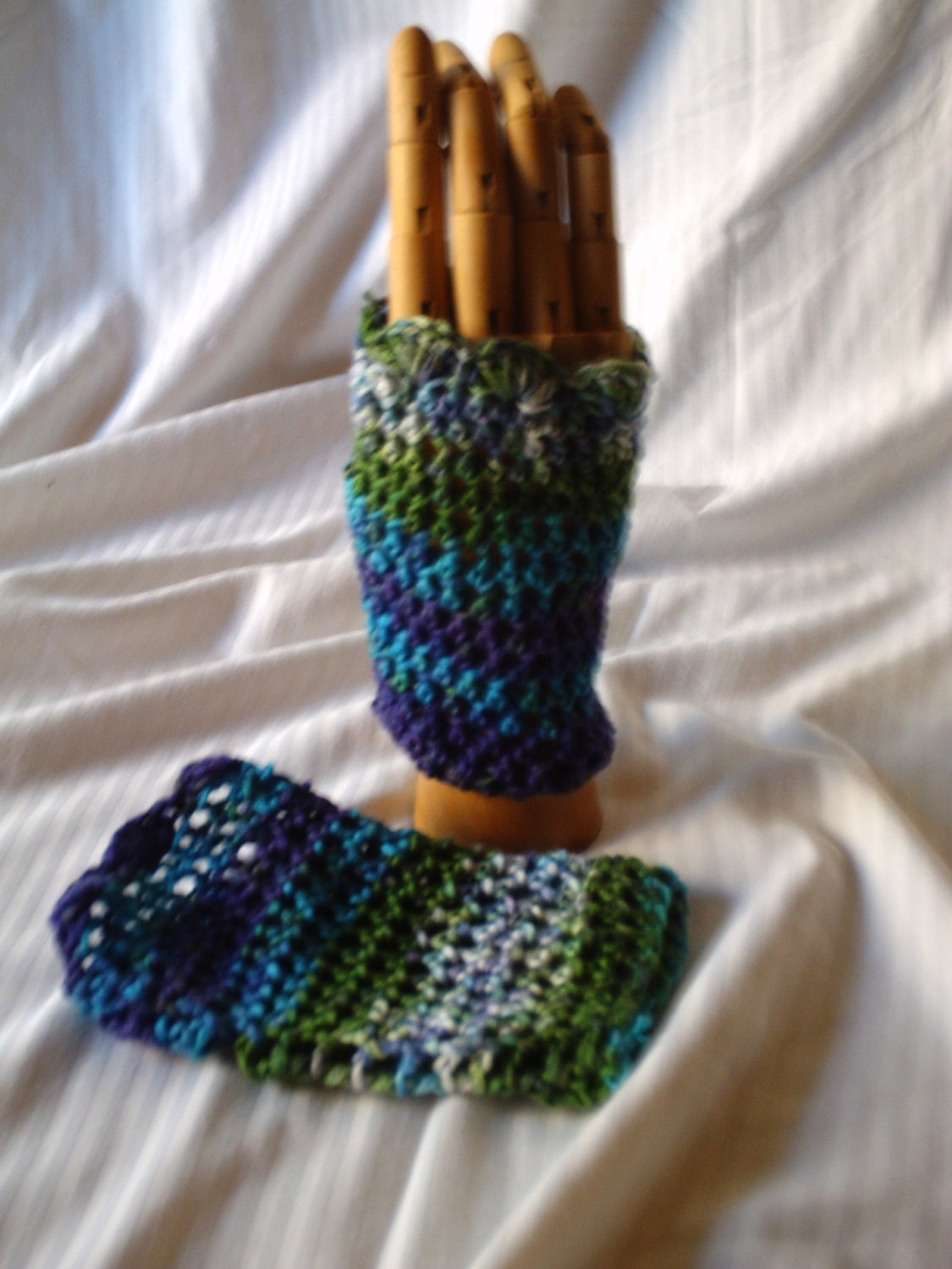 Fingerless Gloves Stripy Multicolor Vegan