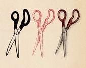 Scissors Vintage Red  10" x 8" Giclee Art Print from Original Illustration