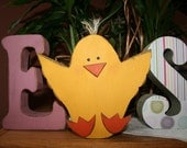 Easter decoration, wood letters with cute chick...Wood Sign Letter Blocks Primitive Country Rustic Seasonal Holiday Home Decor Gift