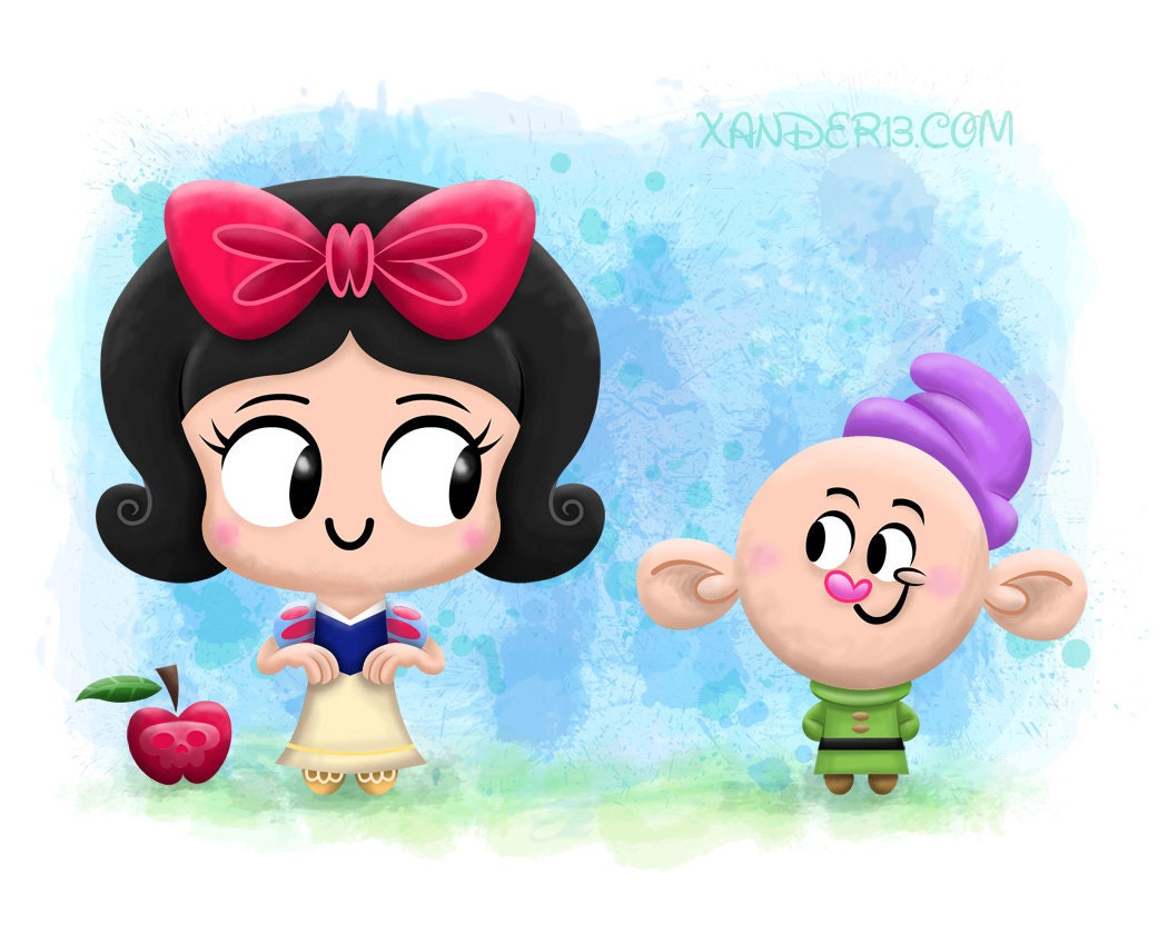Disney Snow White and Dopey, 8" x 10" Print
