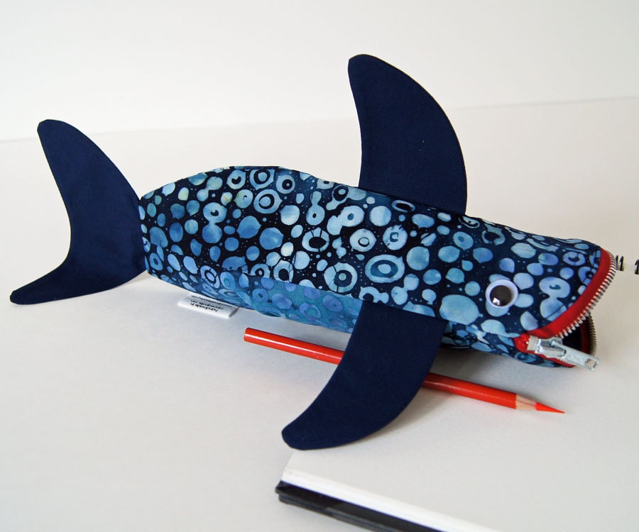 Pencil Case for Kids - Shark Bag - Boys Gift: Deep Sea Blue Shark Bite