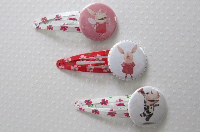 Set of 3 Olivia Snap Clips.  READY TO SHIP.