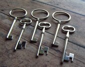 Keys to the Castle (The Biggies) - Antique Silver Skeleton Key Assortment - Set of 6