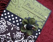 Gothic Best Wishes Greeting Card - Goth Damask & Dots - Wedding, Graduation