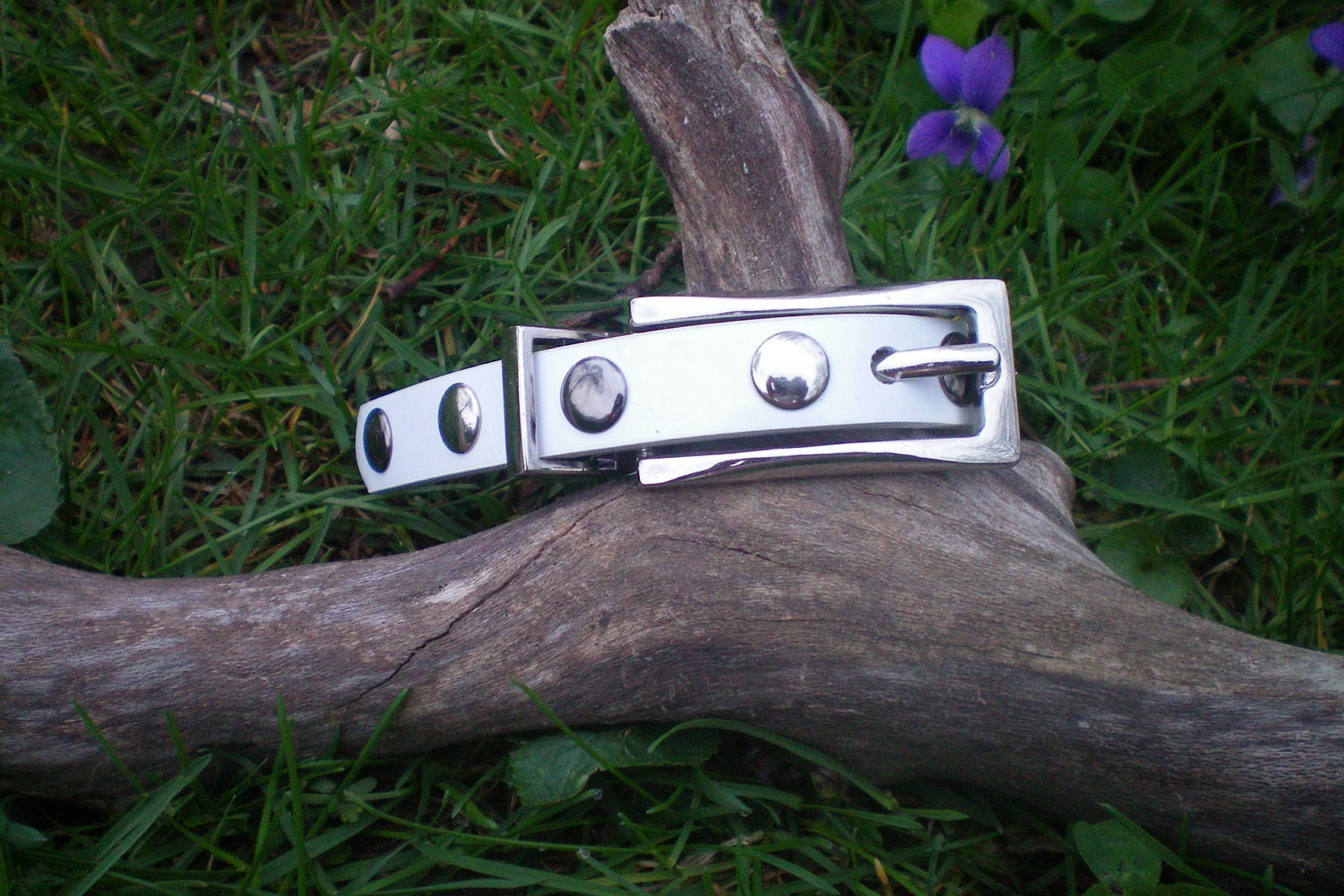 Bracelet White Studded Handmade OOAK