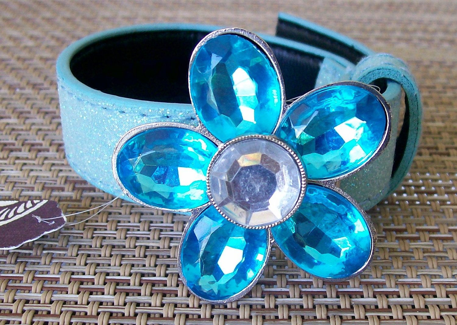 Bracelet/Beltlet Blue Stone Flower OOAK Recycled