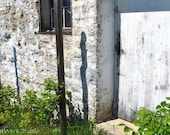 Fine Art Photography Home Decor Shabby Cottage White Vintage Stone Vines Kitchen Garden Door