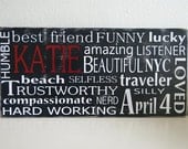 Personalized Custom Typography Sign- Subway art - Choose Your Own Colors