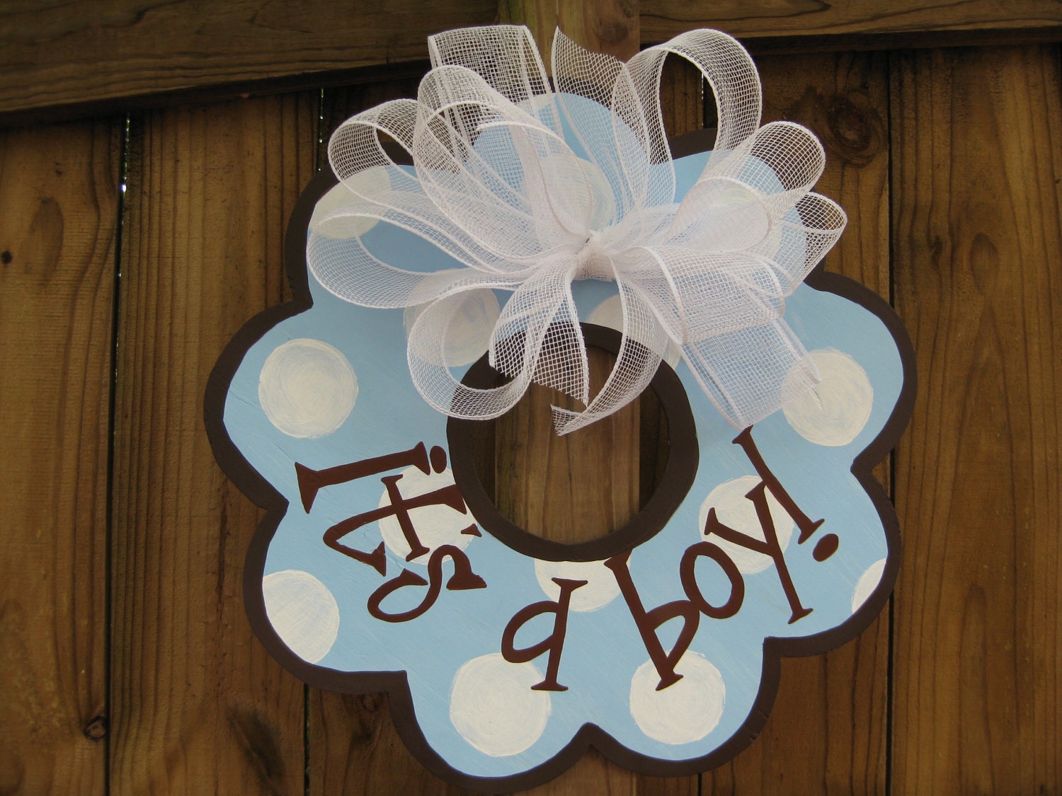 blue baby boy door hanger