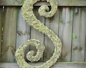 36 inch moss covered wedding monogram letter (curly font)