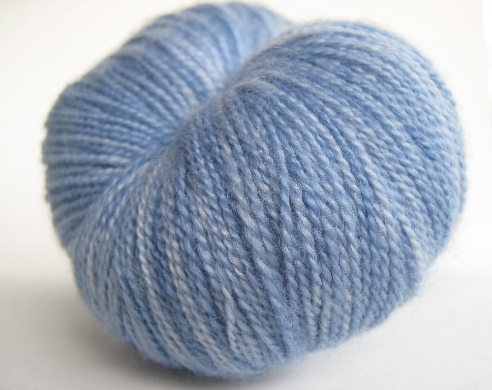 CIRRUS Hand Dyed Yarn (Eco Friendly) Merino and Silk Lace Weight Blue - spinningmulefibers