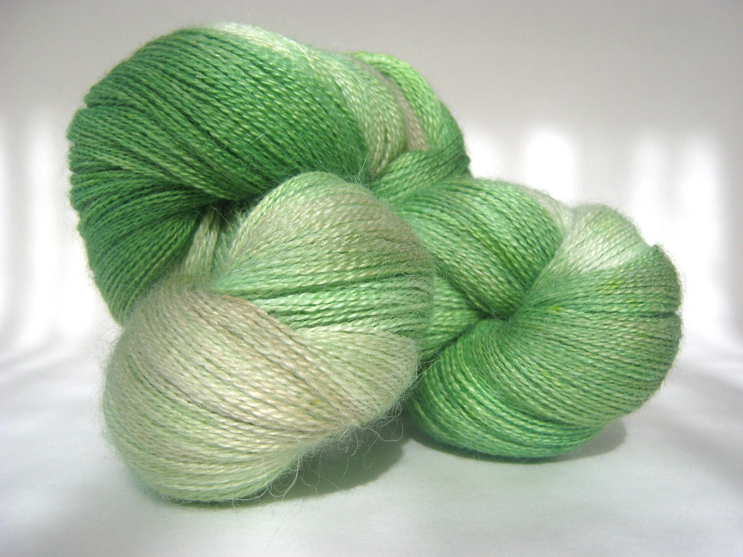 LEAF Hand Dyed Yarn (Eco Friendly) Alpaca and Silk Lace Weight Green