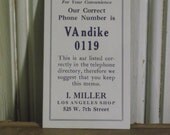 Vintage Los Angeles California Business Card Circa 1920 - 1950
