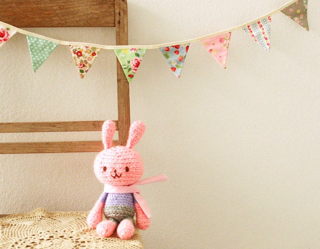 Mini Bunting, Garland, Photo Prop, Floral, Roses, Stripes, Polka Dots - 1.5 yards (Made to Order)