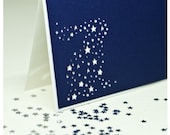 Rabbit in stars - papercut greeting card - 4x6 inches