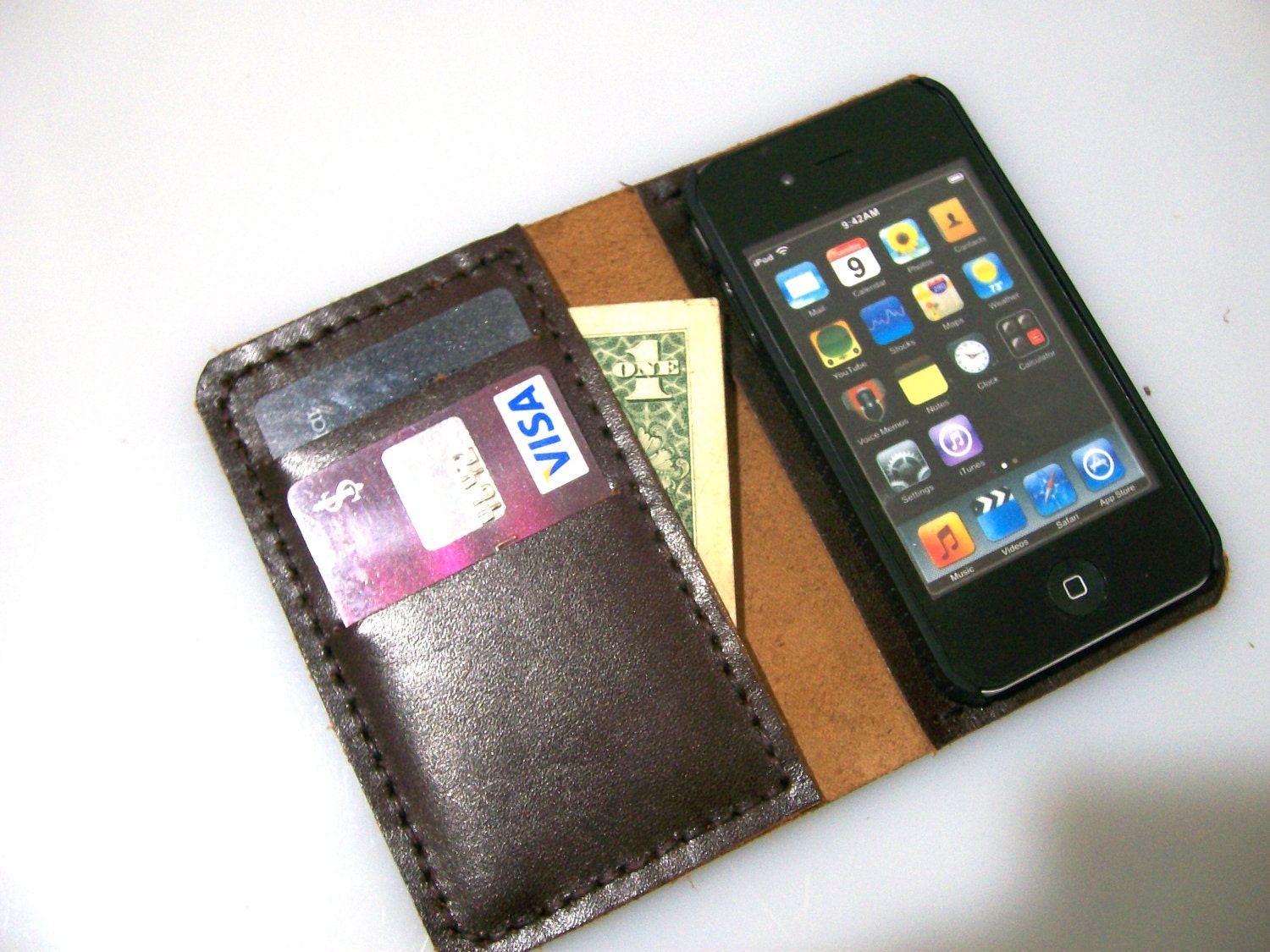 iPhone 4 Wallet Case with Bumper attachment -Dark Brown-UNIQUE