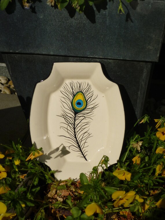 Peacock feather serving dish