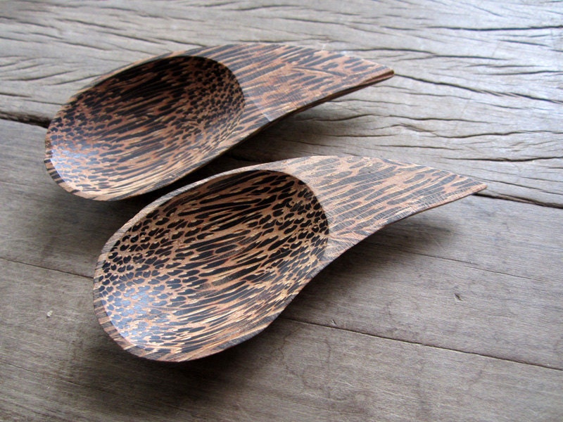 Set of 2 WOODEN Dip Sauce Small Bowls Modern style Palm wood