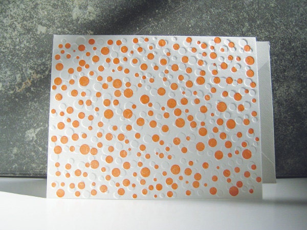 Orange & White Dots - Letterpress Greeting Card