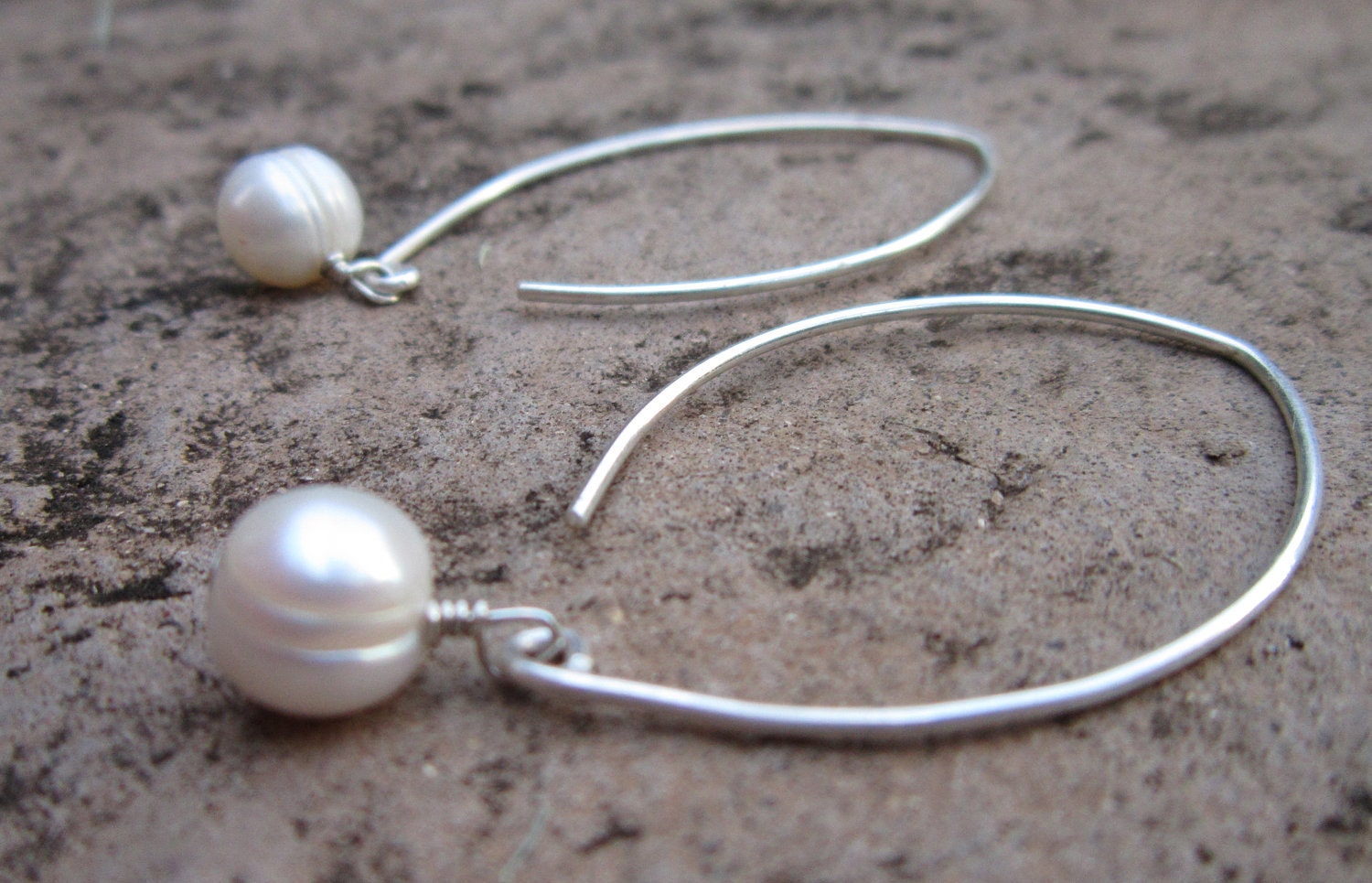 Floating Teardrop Maui Handmade Freshwater Pearl Earrings