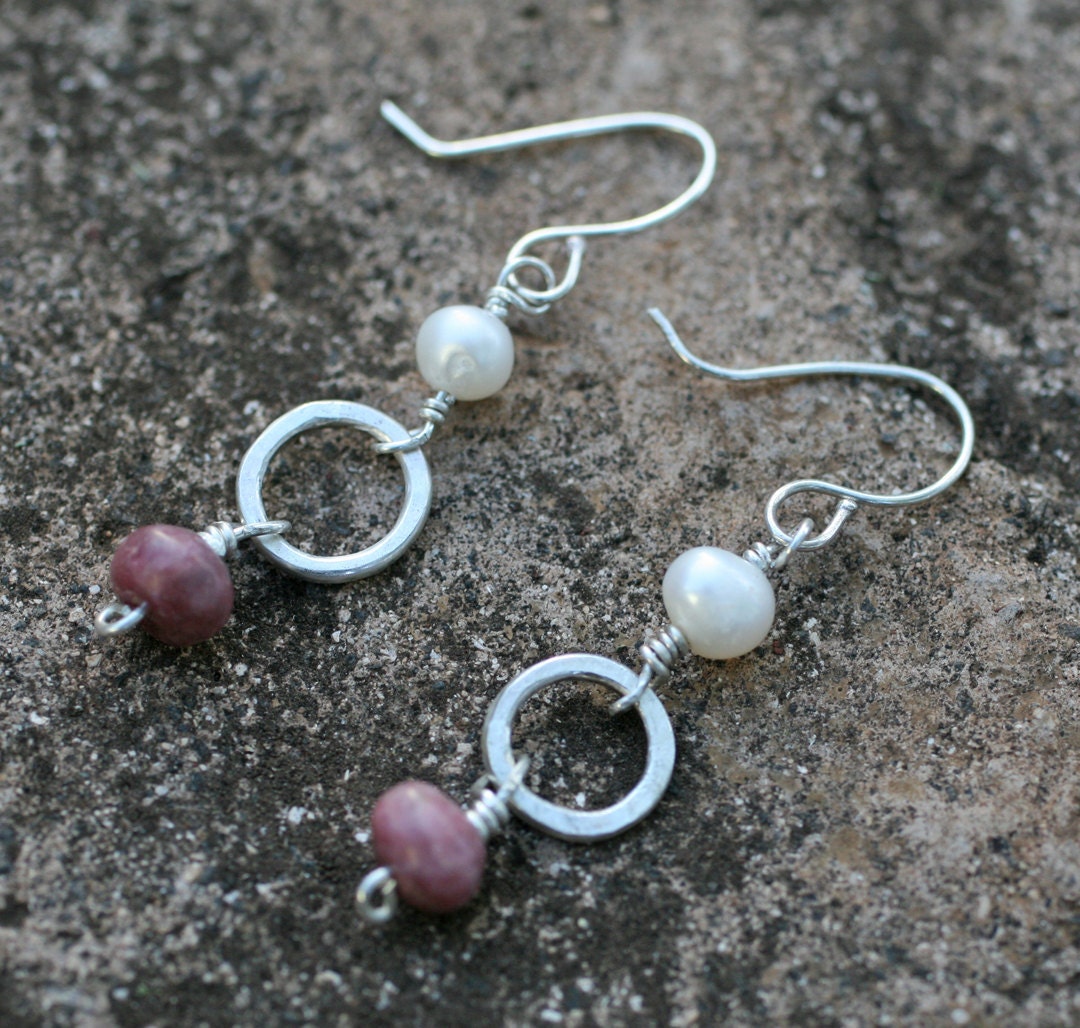 Sterling Silver Pearl Hoop Earrings