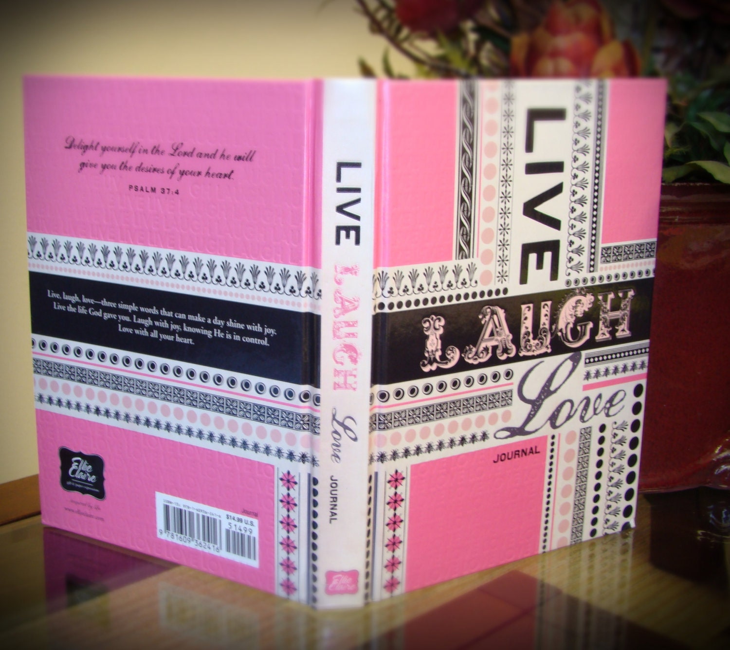 Kindle Fire 7"(not HD), Kindle Touch,  4 & K Paperwhite "Live, Laugh, Love" Pink with Black and White Upcycled RooKCasE