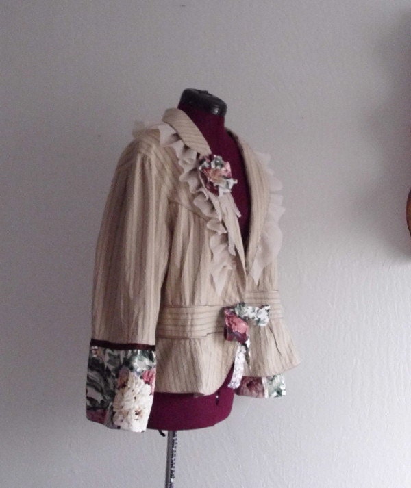 Bohemian Jacket/ Rustic French Country Plus Size 1x 2x 3X Eco Fashion Gypsy Mori girls Handmade