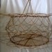 vintage large gold collapsible wire basket, wire basket,fall decoration, shabby chic basket decor,  Easter basket