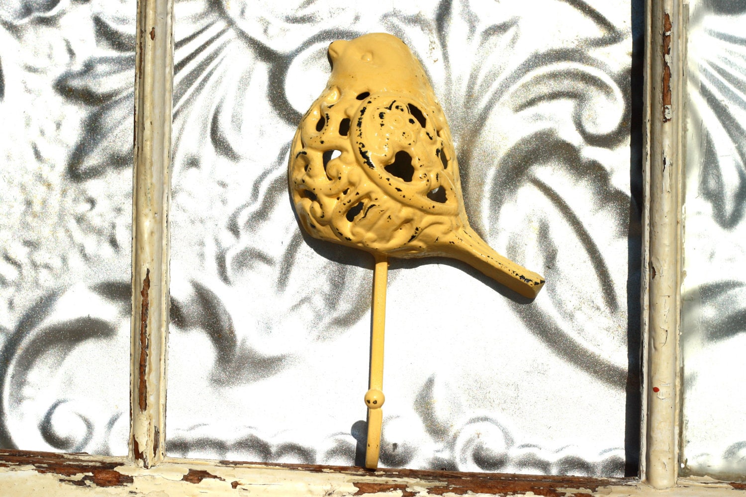 Bird hook Yellow/ Wall Decor Hook/ Shabby by MichelleLisaTreasure