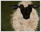 Abstract Sheep Folk Art Print, 8 x 10" modern folk art
