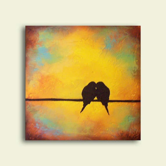 Romantic Folk Art Painting, "Perfect for Couples"  Romantic, Custom Art: by Laura Sue