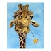 Giraffe with flower poster print: Give a giraffe and a smile.