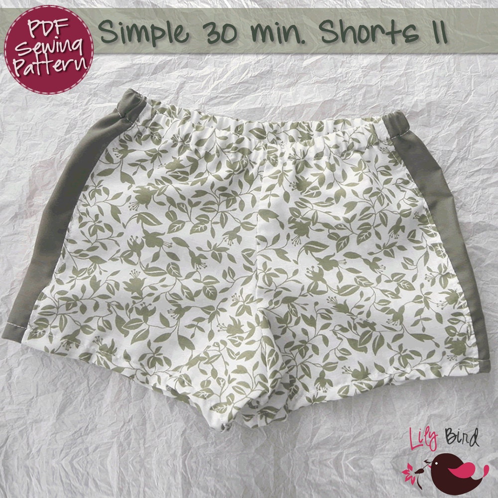 Simple 30 minutes Shorts II - 0 months to 8 years - pattern for boys and girls, elastic waist - PDF Pattern and Tutorial