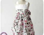 Spring dress - 12 mths to 6 yrs - PDF Pattern and Instructions - flower girl dress, shirred back, 2 options to tie