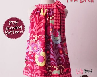 Pink Dress - pillowcase style  - 12 months to 8 years - PDF Pattern and Instructions - easy sew