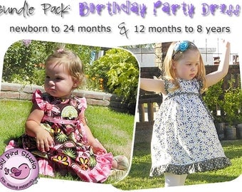 Bundle Pack: Birthday Party Dress - newborn to 8 yrs - Lily Bird Studio PDF Sewing Pattern - girl, baby, easy sew