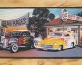 Drag Racing  Chalk Board with Chalk Tray