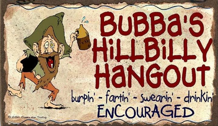 Bubba's Hillbilly Hangout Hillbilly / Red Neck Wine Glass Set of 4