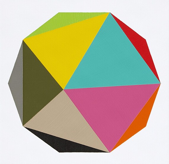 Original painting - "Decagon" 10 x 10 geometric minimalist abstract