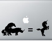 Unicorn Rhino DECAL- - macbook laptop computer- Gadget Art / Accessory - Nature Geek Chic perfect gift
