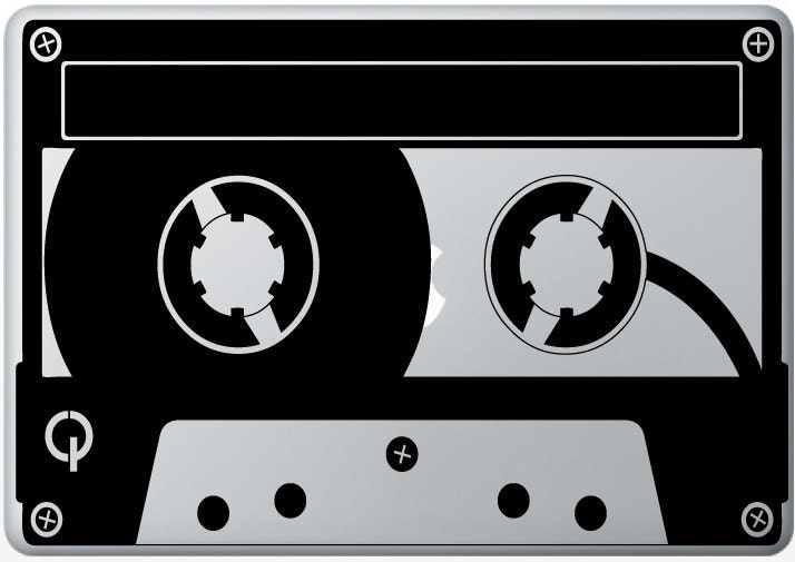 old school Tape Cassette Skin laptop DECAL 80s- retro macbook iPad computer- scenery Art / Accessory -  Geek Chic perfect gift