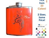 Tribal Giraffe flask- alcohol, liquor, booze, wedding, hip pocket- Personalized Custom- YOU pick COLOR and Size, same price