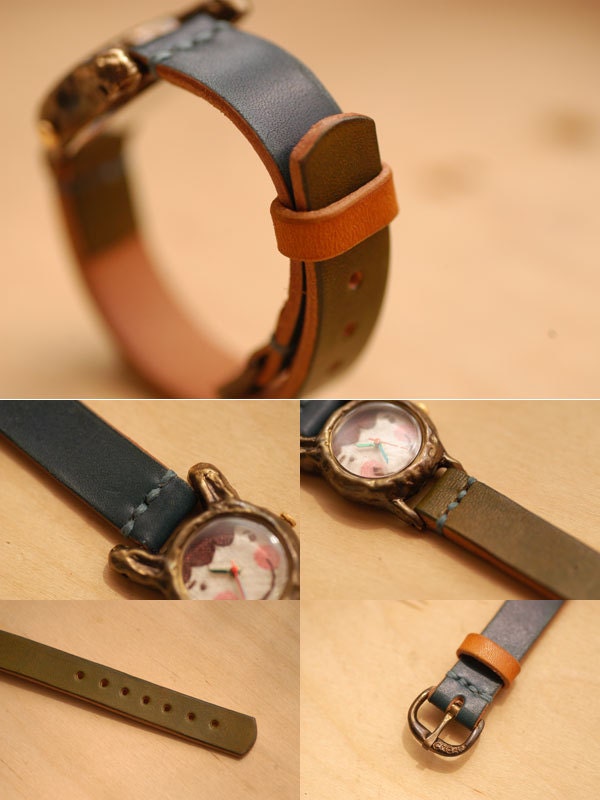 Vintage Watch. Handstitch. Leather Band ///////// Handcraft Watch ///////// A cute rabbit Popo