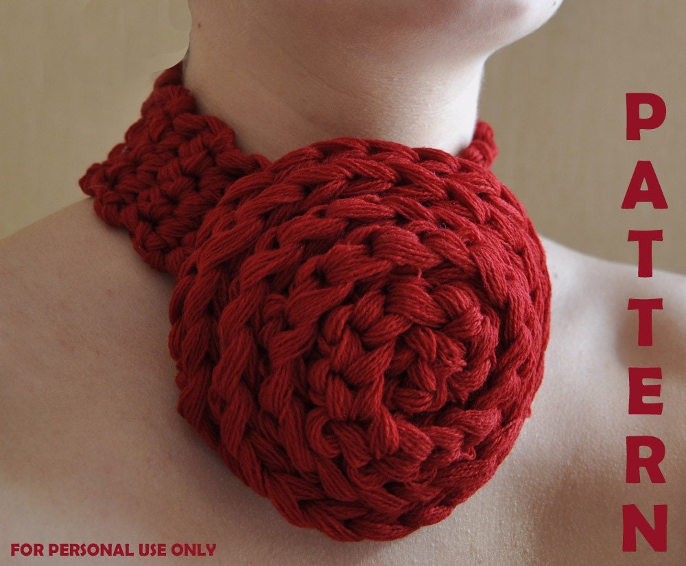Crochet Rose Necklace PATTERN  / PDF format Pattern /  Crochet accessories pattern / jewelry pattern