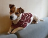Ready to ship / Crochet Red and White Christmas Dog Poncho / Dog Clothes / Dog Sweater /  Rusteam /