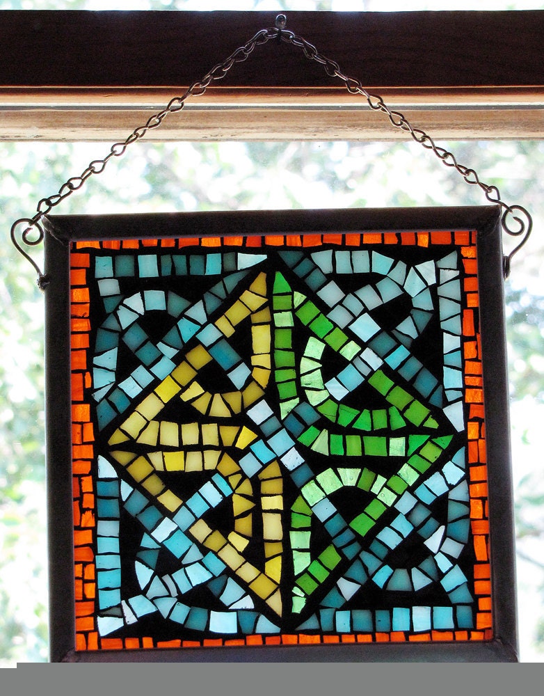 Stained Glass Mosaic Celtic Knot Suncatcher