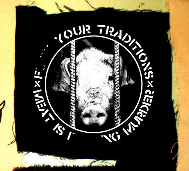 F word your traditions meat is murder patch